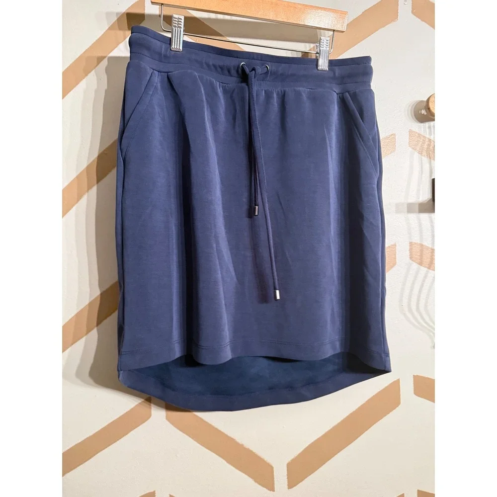 Cable & Gauge Sport Skirt Womens Size M Navy Drawstring High Low Hem Pockets